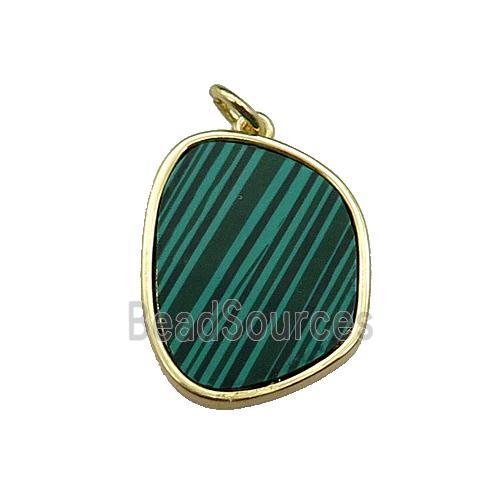 copper pendant pave malachite, gold plated