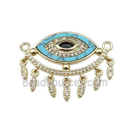 copper Eye pendant pave turquoise zircon, gold plated