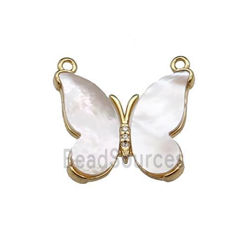 copper butterfly pendant pave shell, 2loops, gold plated