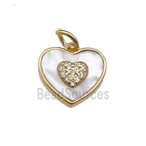 copper Heart pendant pave shell zircon, gold plated