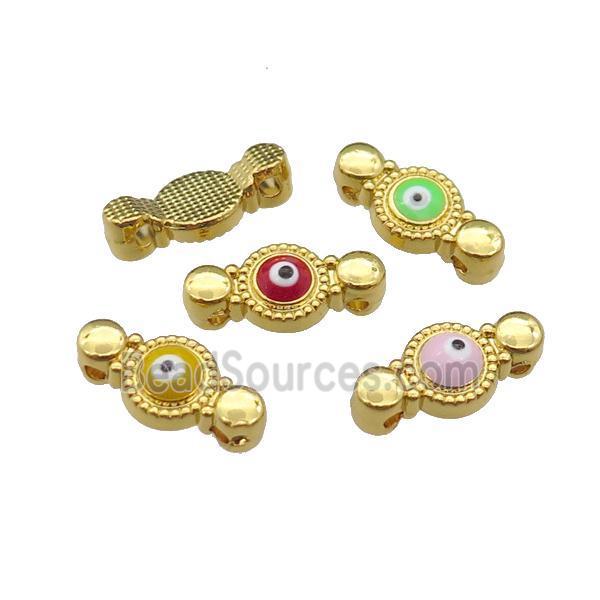 mixed copper Evil Eye connector with enamel, gold plated