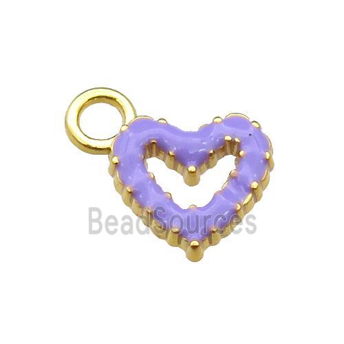 copper Heart pendant with lavender enamel, gold plated