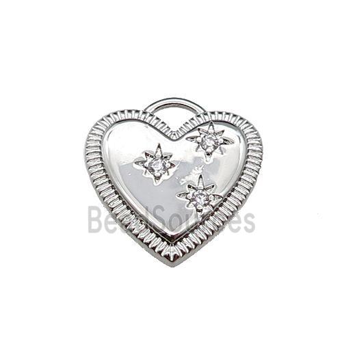 copper Heart pendant pave zircon, platinum plated