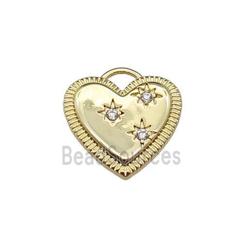 copper Heart pendant pave zircon, gold plated