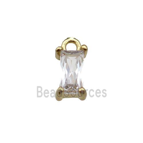 copper rectangle pendant pave zircon, gold plated