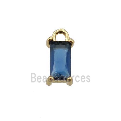 copper rectangle pendant pave blue zircon, gold plated