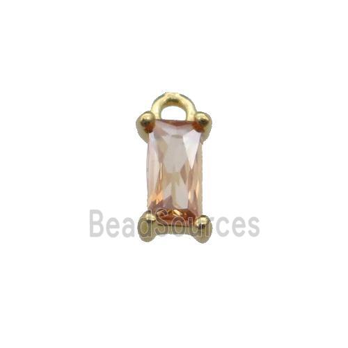 copper rectangle pendant pave champagne zircon, gold plated