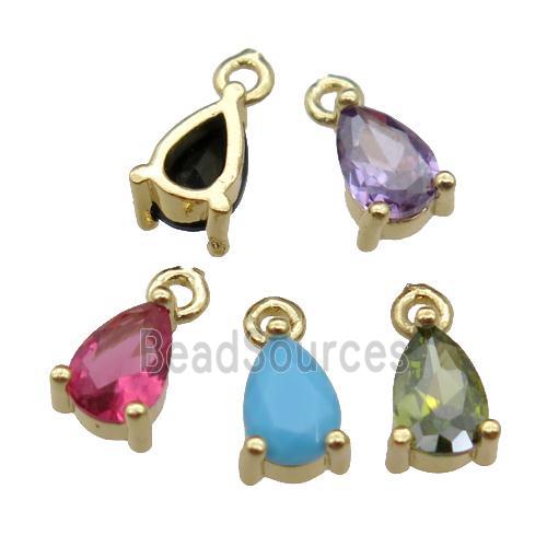 mix copper teardrop pendant pave zircon, gold plated