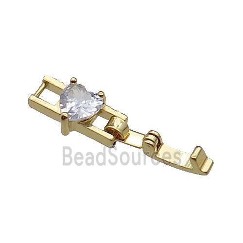 copper clasp pave zircon, gold plated