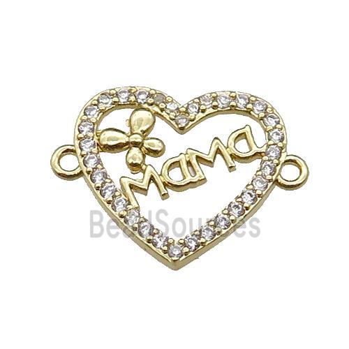 copper Heart MaMa connector pave zircon, gold plated