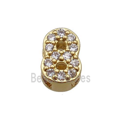 copper Number-8 Beads pave zircon, gold plated