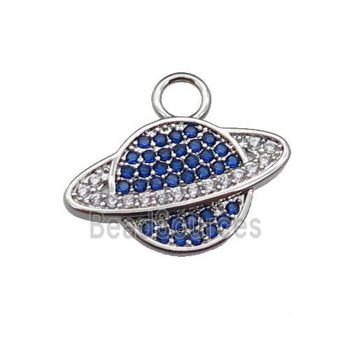 copper earth pendant pave zircon, platinum plated