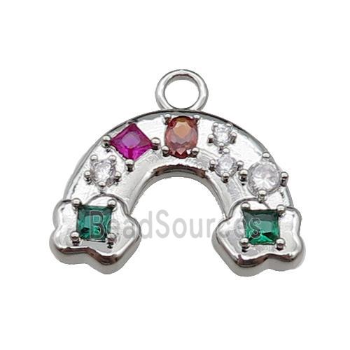 copper rainbow pendant pave zircon, platinum plated