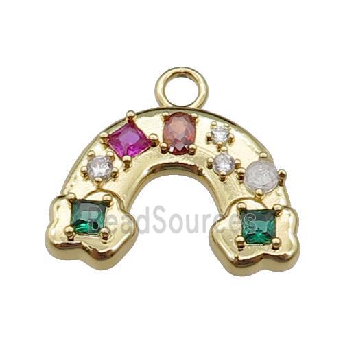 copper rainbow pendant pave zircon, gold plated