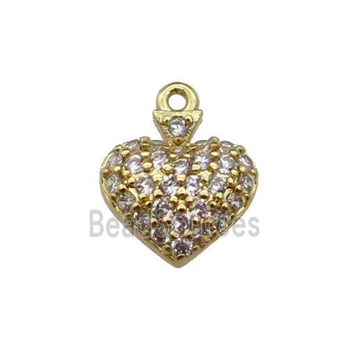 copper Heart pendant pave zircon, gold plated