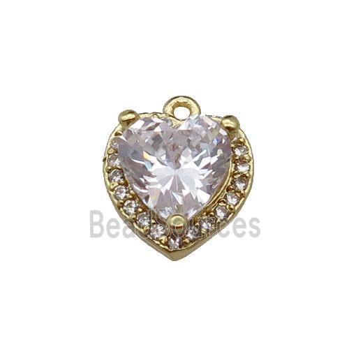 copper Heart pendant pave zircon, gold plated