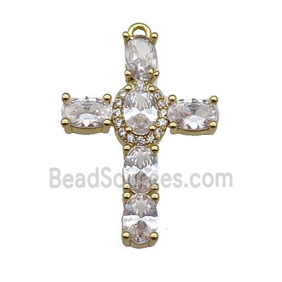 copper Cross pendant pave zircon, gold plated