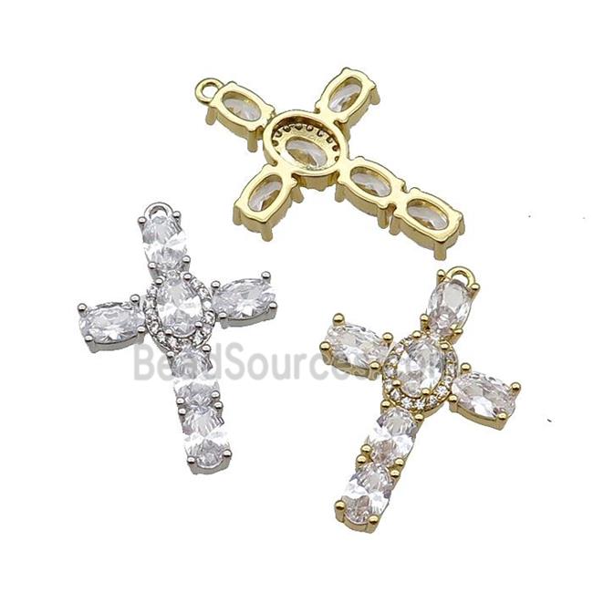 copper Cross pendant pave zircon, mixed