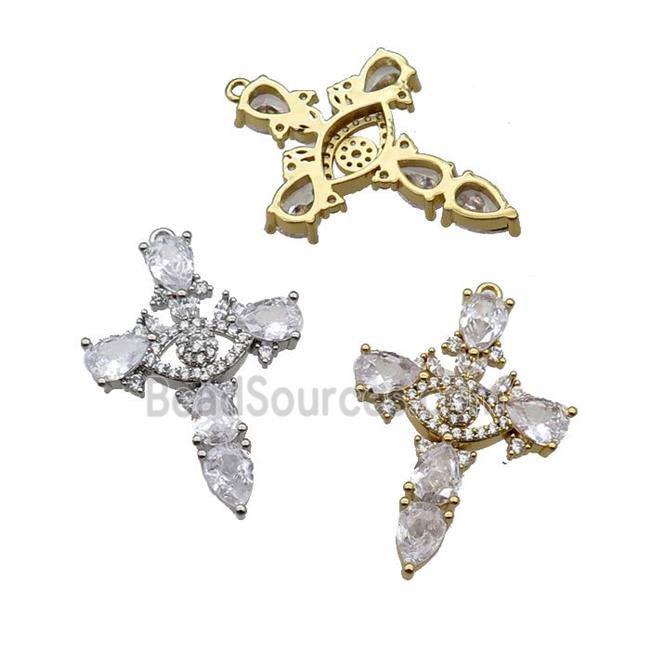 copper Cross pendant pave zircon, mixed