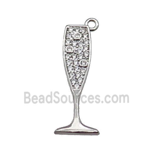 copper cup pendant pave zircon, platinum plated