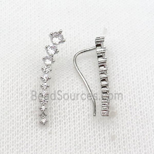 copper Hook Earring pave zircon platinum plated