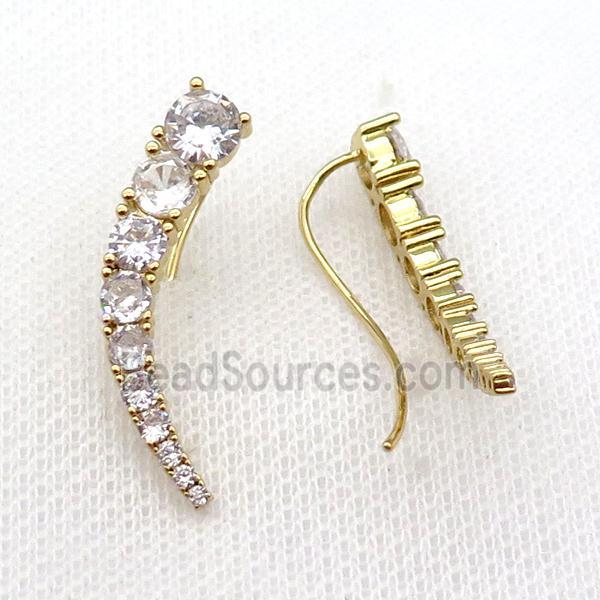 copper Hook Earring pave zircon gold plated