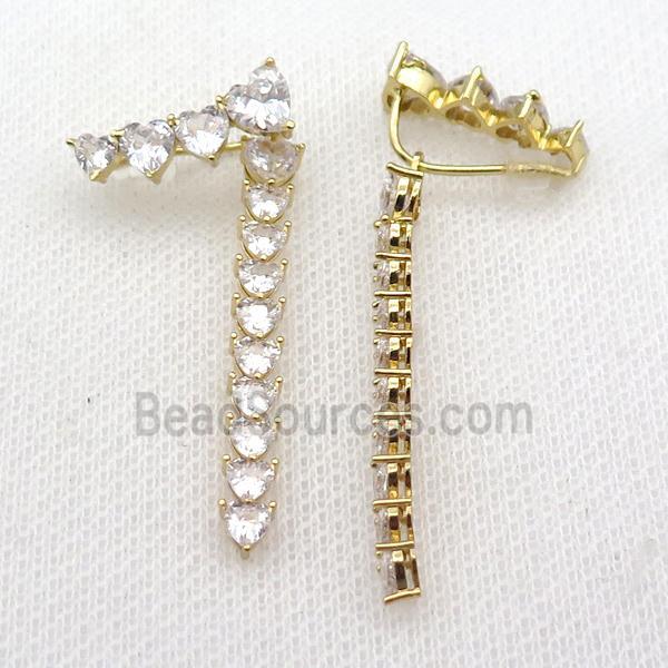 copper Hook Earring pave zircon gold plated