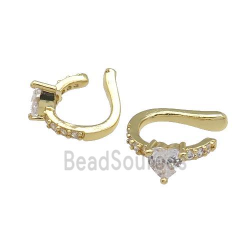 copper Clip Earring pave zircon gold plated