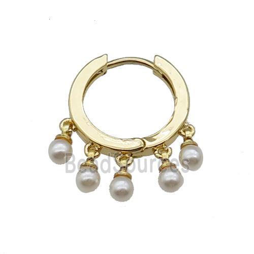 copper Hoop Earring with pearlized shell gold plated