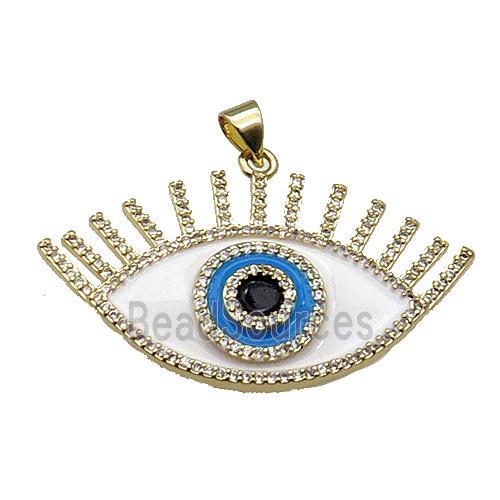 copper Eye pendant pave zircon white enamel gold plated