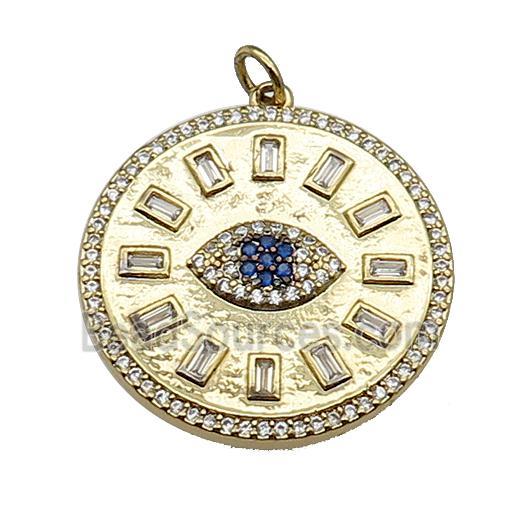 copper circle Eye pendant pave zircon gold plated