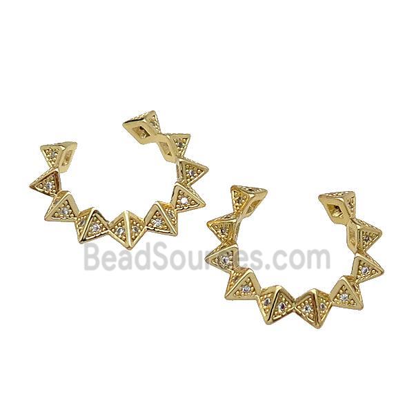 copper clip earring pave zircon gold plated