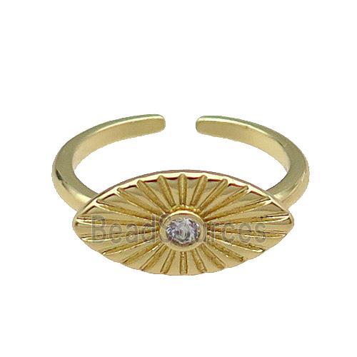 copper Eye Ring pave zircon gold plated