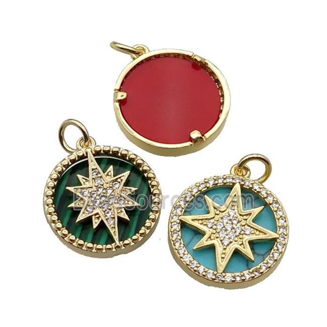 mix copper circle pendant pave zircon gemstone Northstar gold plated