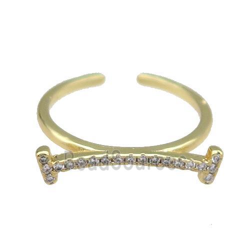 copper Ring pave zircon gold plated