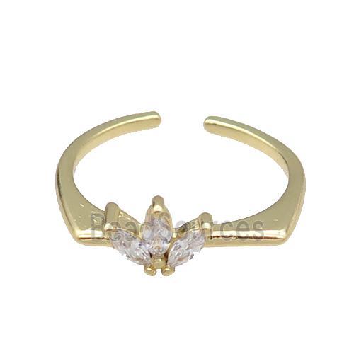 copper Ring pave zircon gold plated