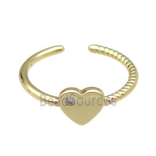 copper Ring pave zircon Heart gold plated