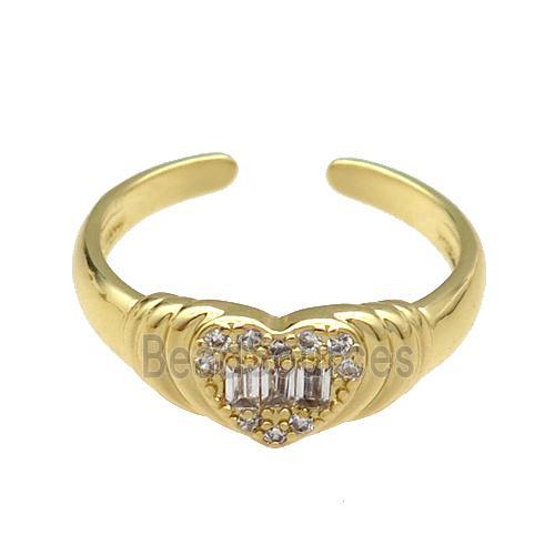 copper Ring pave zircon Heart gold plated