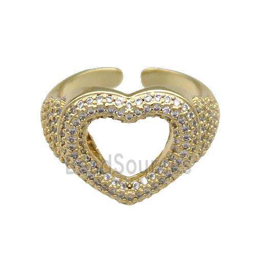 copper Ring pave zircon Heart gold plated