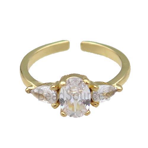 copper Ring pave zircon gold plated