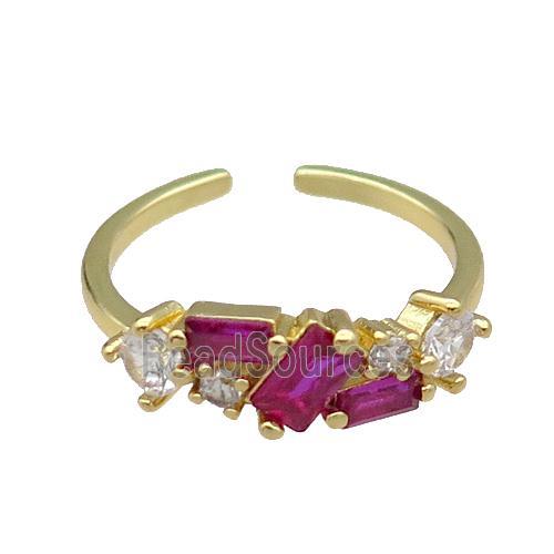 copper Ring pave hotpink zircon gold plated