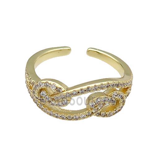 copper Ring pave zircon gold plated