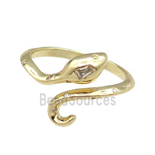 copper Snake Ring pave zircon gold plated