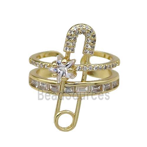 copper Ring pave zircon gold plated