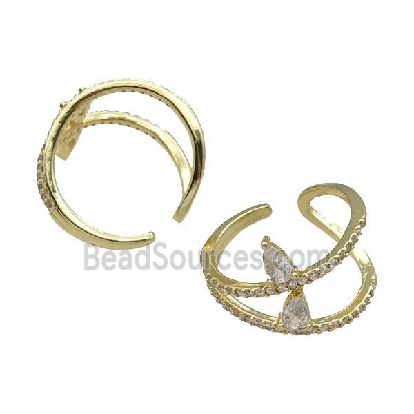 copper Ring pave zircon gold plated