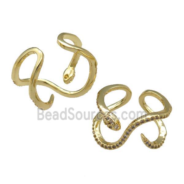 copper Ring pave zircon Snake gold plated