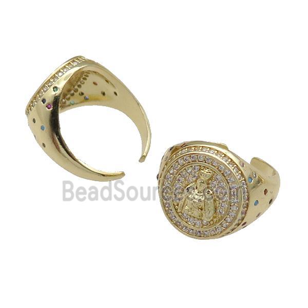 copper Ring pave zircon King gold plated