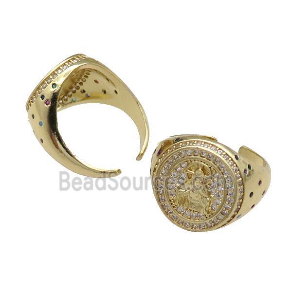 copper Ring pave zircon King gold plated