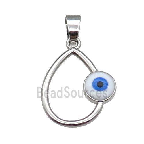 copper teardrop pendant enamel Evil Eye platinum plated