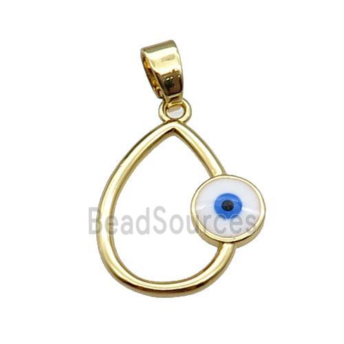 copper teardrop pendant enamel Evil Eye gold plated